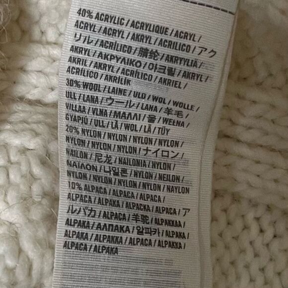 Abercrombie & Fitch Women's Size Large Chunky Ivory Cable Knit Sweater Y2K - Picture 5 of 6